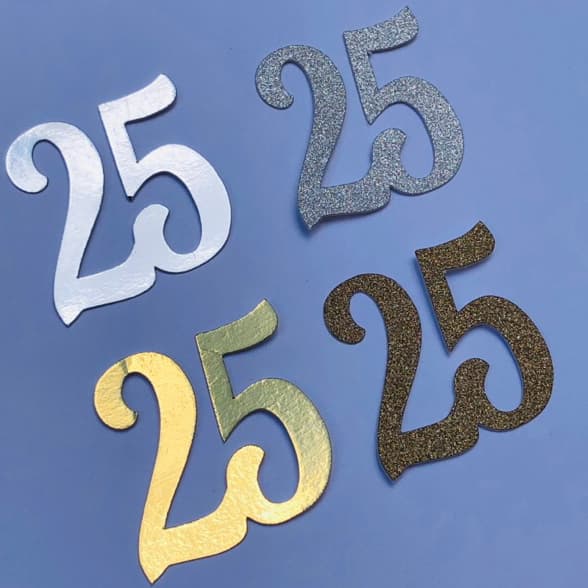 25 ANOS - APLIQUE DE NÚMEROS - Números em papel - BODAS - Números de Aniversário