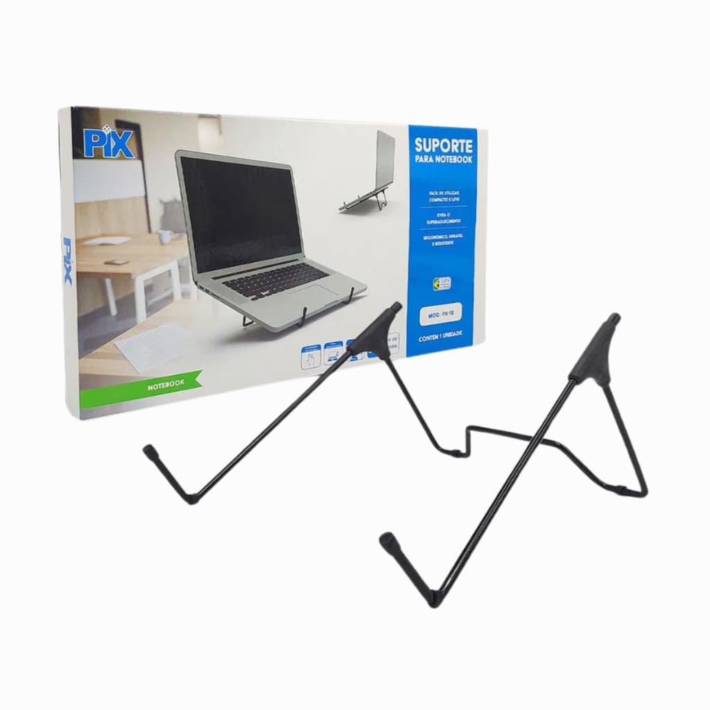 Suporte Universal Para Notebook Ergonômico E Metálico Cor Preto PX-12