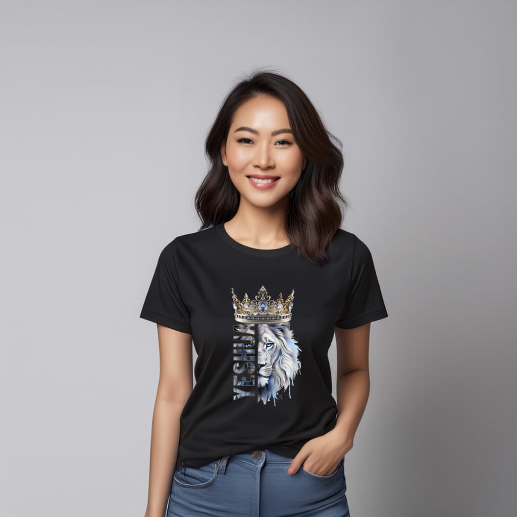 Camiseta Feminina Casual Estampa Confortável Manga Curta Verão  Leão Yeshua