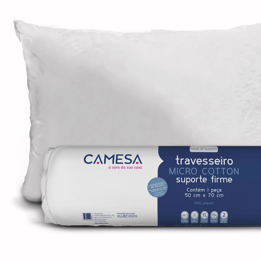 Travesseiro a Vácuo Cotton Plus 180 Fios Suporte Extra Firme 50x70cm – Camesa