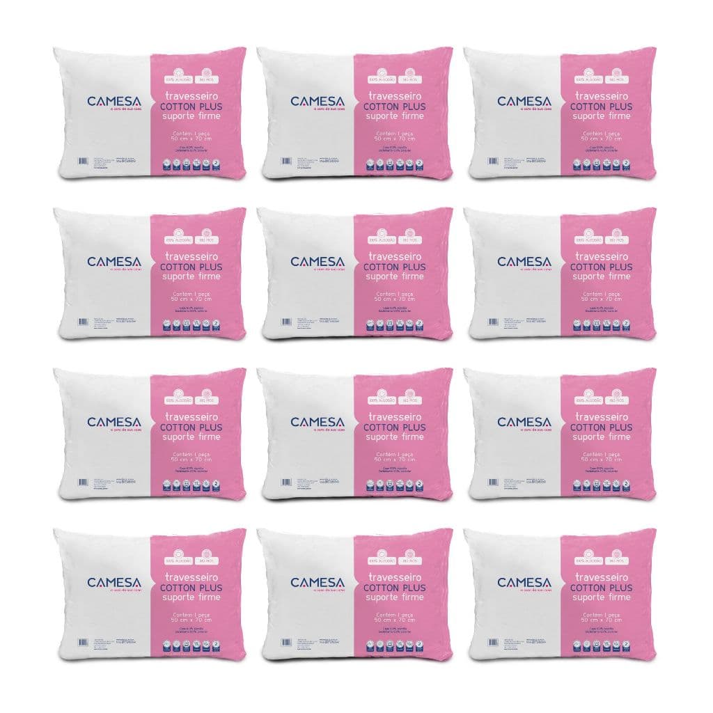 Kit Travesseiro a vacuo Cotton Plus Suporte Firme 50x70cm - Hotéis e Pousadas - Camesa