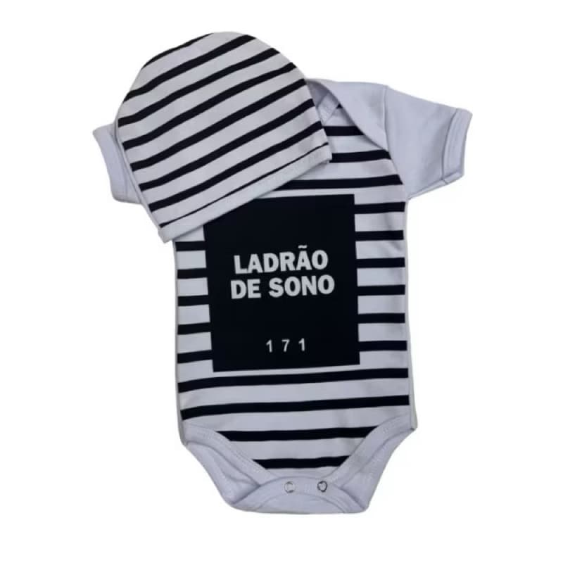 Body Bebe Menina Menino Ladrão de Sono + Laço Temático Mesversário