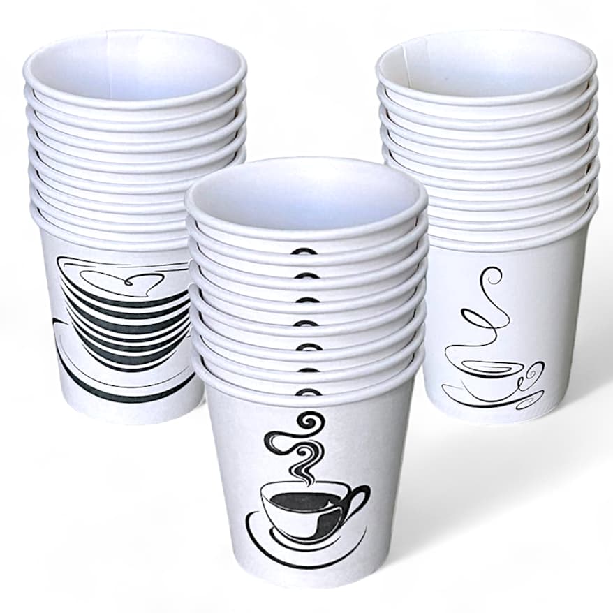 250 Copos de Papel Branco Térmicos 100ml com Estampa de Café - Biodegradáveis e Ecológicos