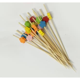 Espetinho De Bambu 25 Uni Palito Petisco Colorido Flor Wincy