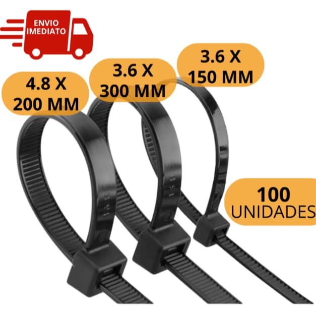Abraçadeira Nylon Enforca Gato 100 Peças 7.6 x 400mm. BOM-5510-Abraçadeira De Nylon Enforca Gato 200mm X 4,8mm 100 Unida