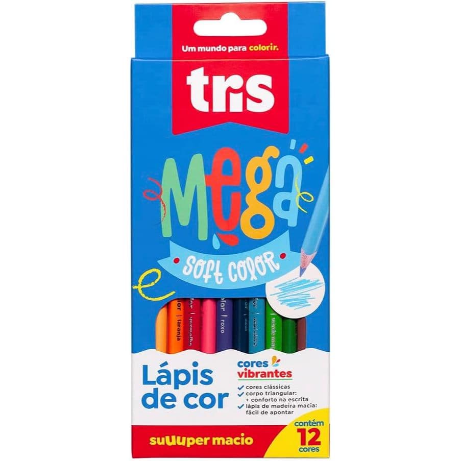 Lapís de Cor Mega Soft Color Tris - 12 Cores