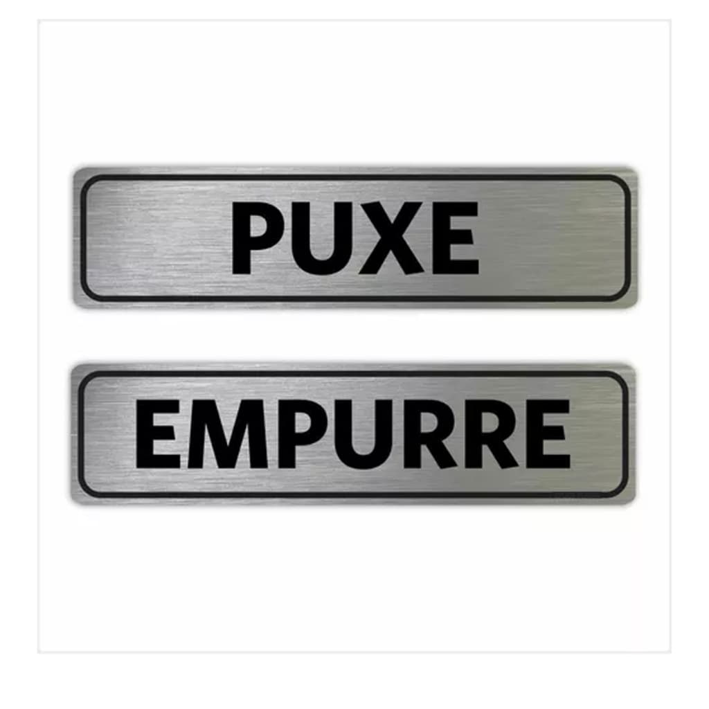 Par Adesivo Indicador Porta Sinalização Educativa Puxe/Empurre 22cm x 6cm