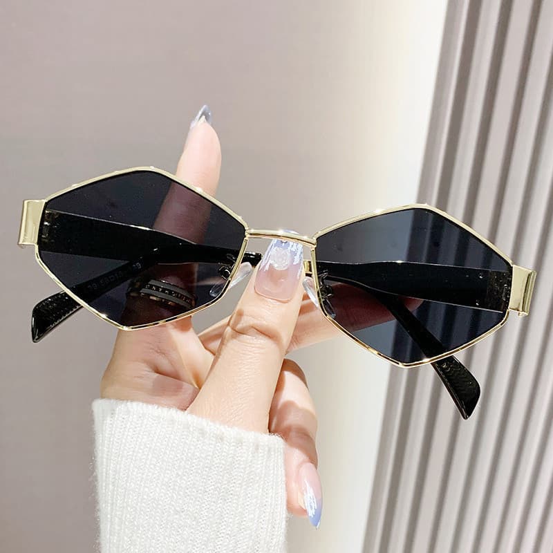 Óculos Retro Formato Losango Metal Estilo Feminino Vintage Unissex Metal Sol Praia Férias Uso Noturno Luxo