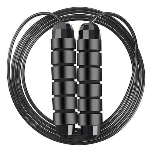 Corda De Pular Cross Speed Rope Rolamento Profissional Fit  Preto
