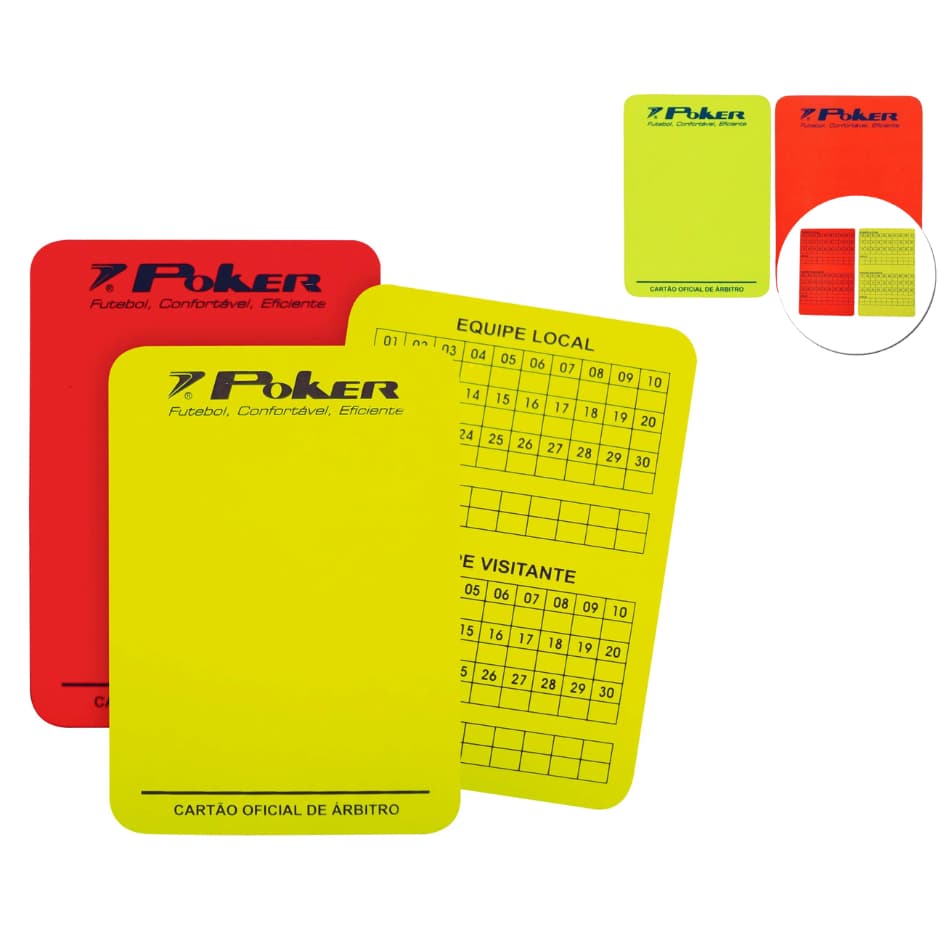 Cartão Árbitro Amarelo e Vermelho Profissional Futebol Poker