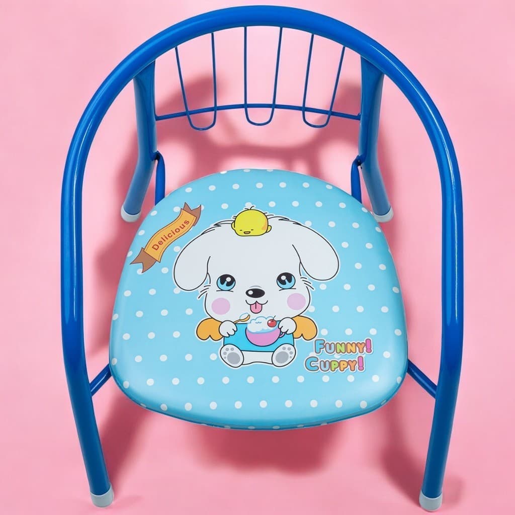 CADEIRA INFANTIL METÁLICA AZUL DESENHO MENINO CONFORTO E ESTILO PARA SEU PEQUENO