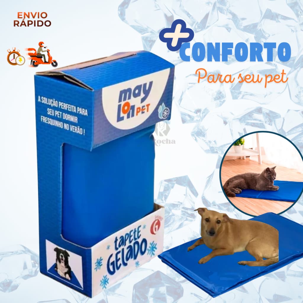 Tapete Colchonete Gelado Refrescante Para Pet Cães E Gatos Gel Microfibra