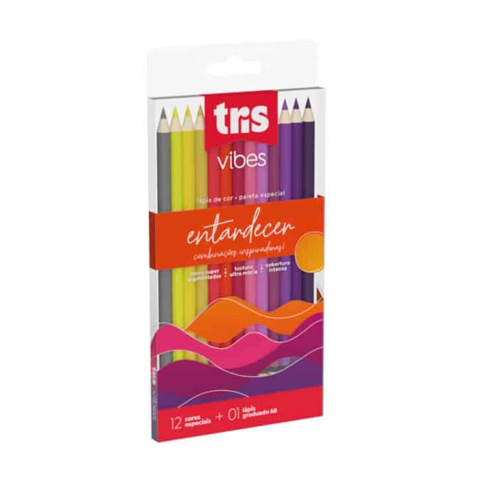 Lapis Cor Tris Vibes Entardecer - 12 Cores + 1 Lapis 6B