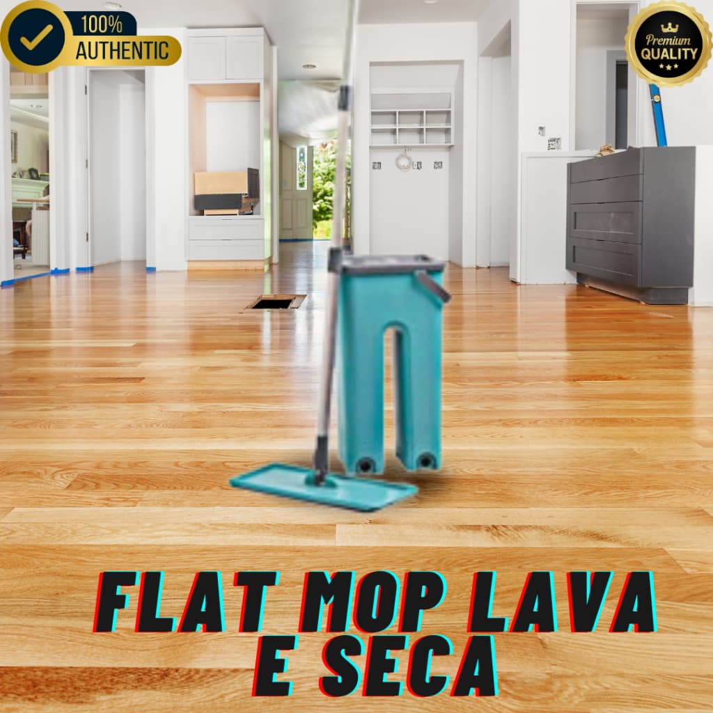 Flat Mop Lava E Seca Multiuso Vertical Balde Esfregão Rodo com Refil