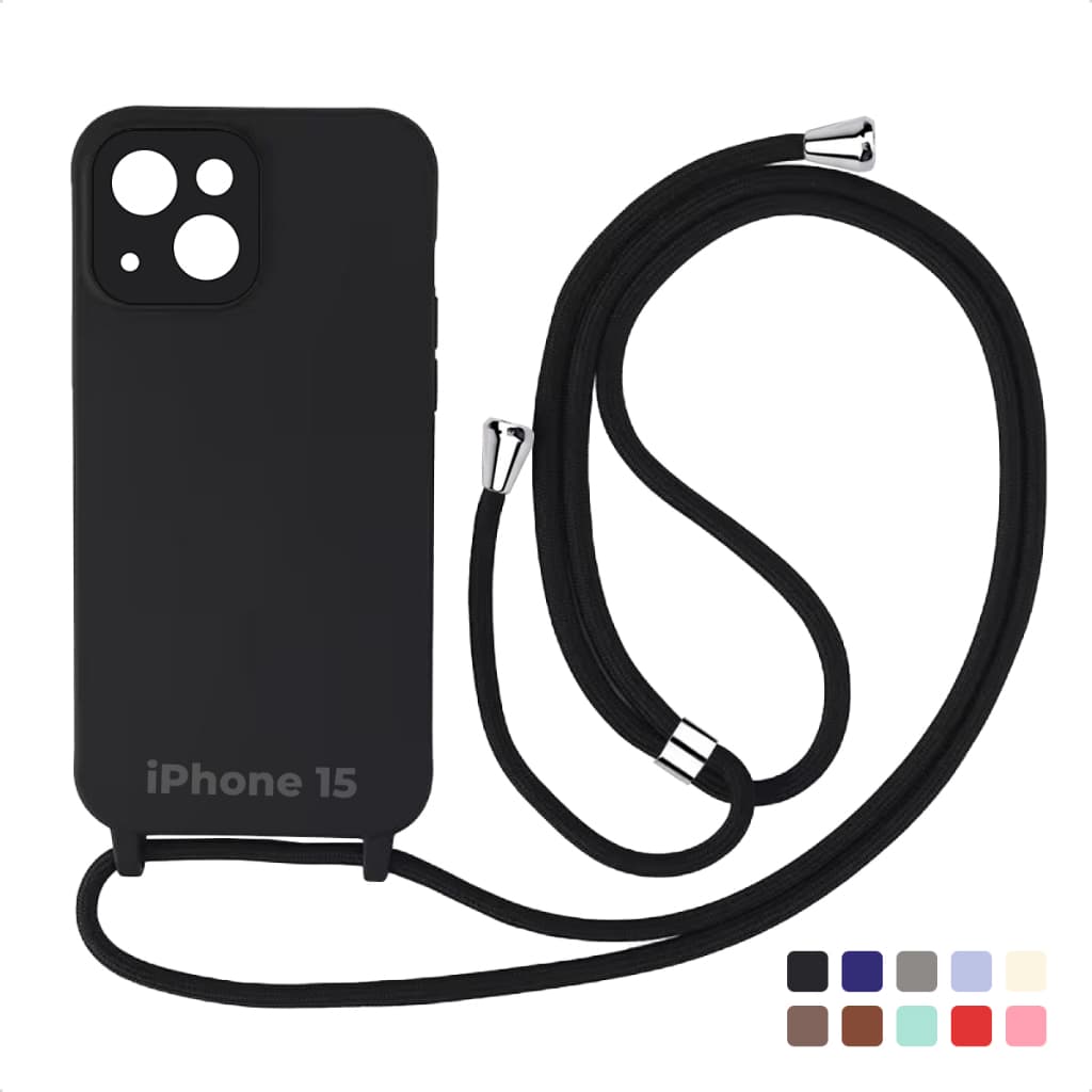 Case Capa Facility de Silicone Com Cordão Alça Capinha Para iPhone 15