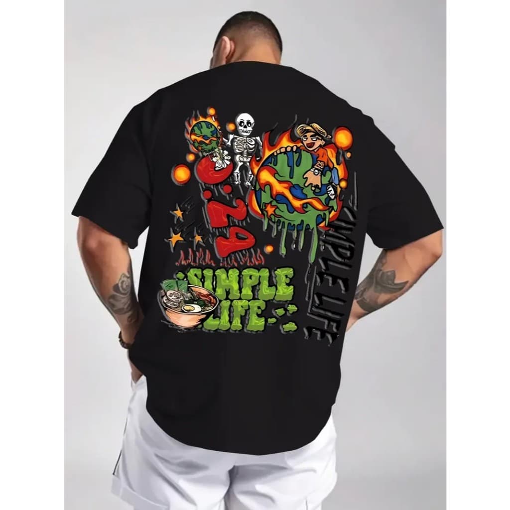 Camiseta Casual Algodão Premium Streetwear Adulto Infantil e Plus Size Simple Life