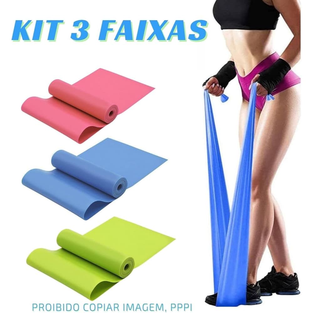 Kit Faixas Elásticas Thera Band Com 3 unidades  Fisioterapia Reabilitação Pilates Yoga Pós Cirúrgico