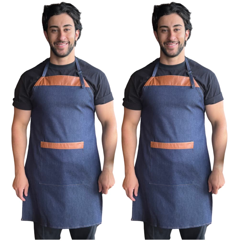 Kit 2 Avental Jeans Cozinha Hamburgueria Lanchonete Barbeiro