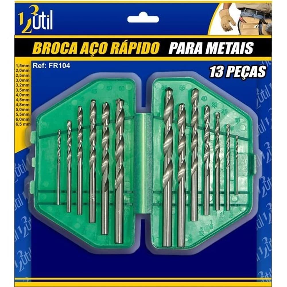Jogo de Brocas Aço Rápido com 13 Peças - 123Util