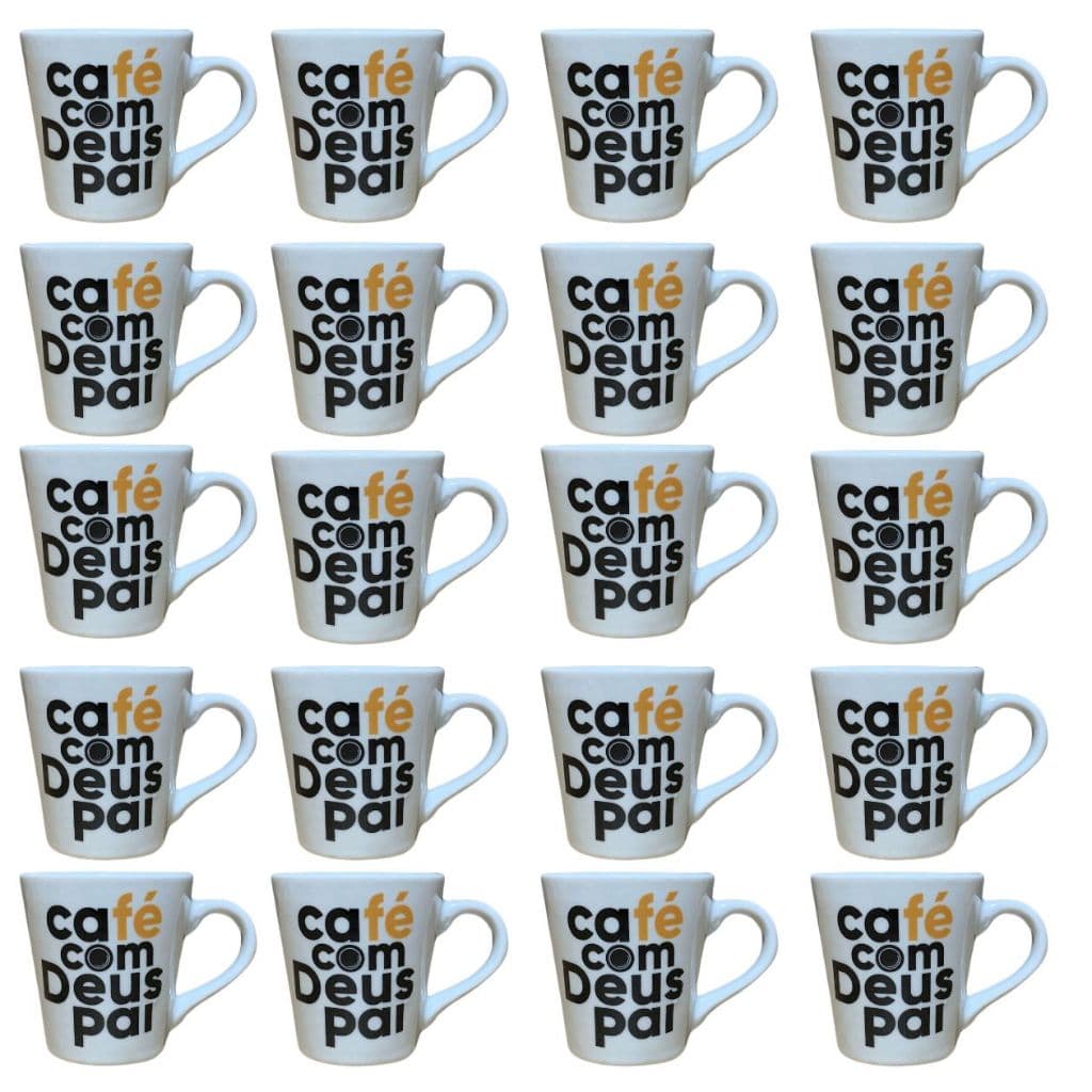 Jogo Caneca Porcelana Cafe Com Deus Pai Xicara Personalizada chá