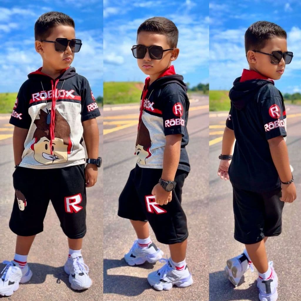 Roupa de menino do Roblox Conjunto fantasia lançamento