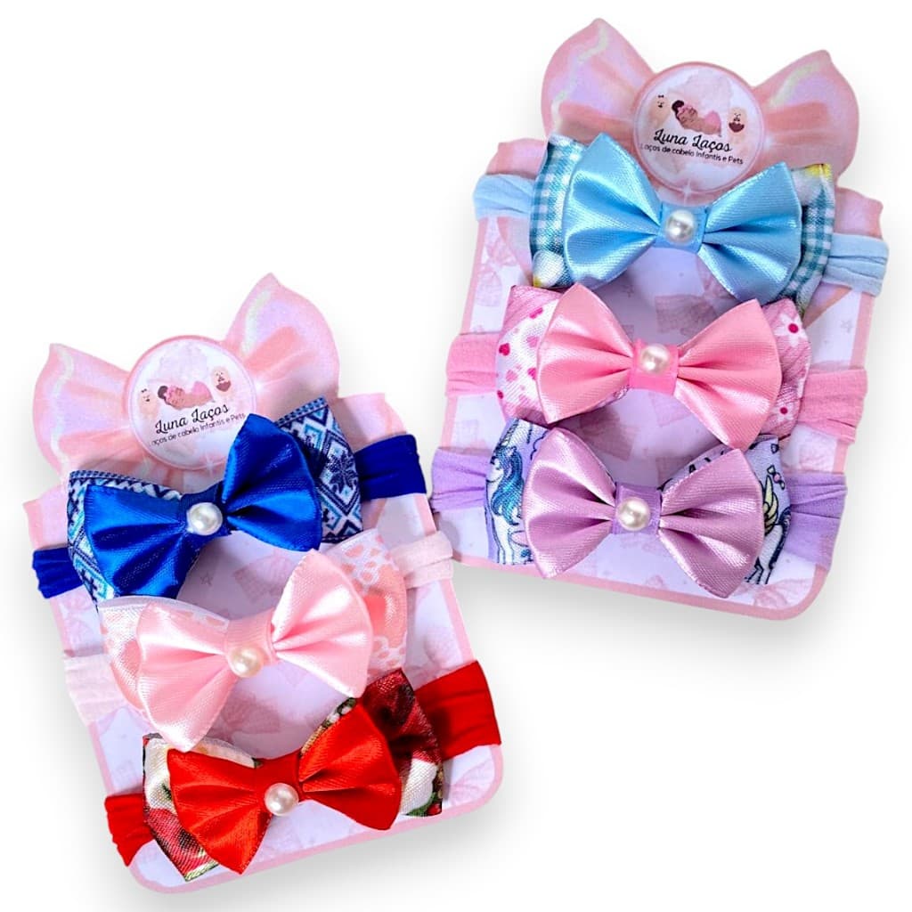 Kit 6 laços de bebê Lacinhos de Bebê Faixinha Tiarinha Rn Cetim laços de cabelo infantil Duo