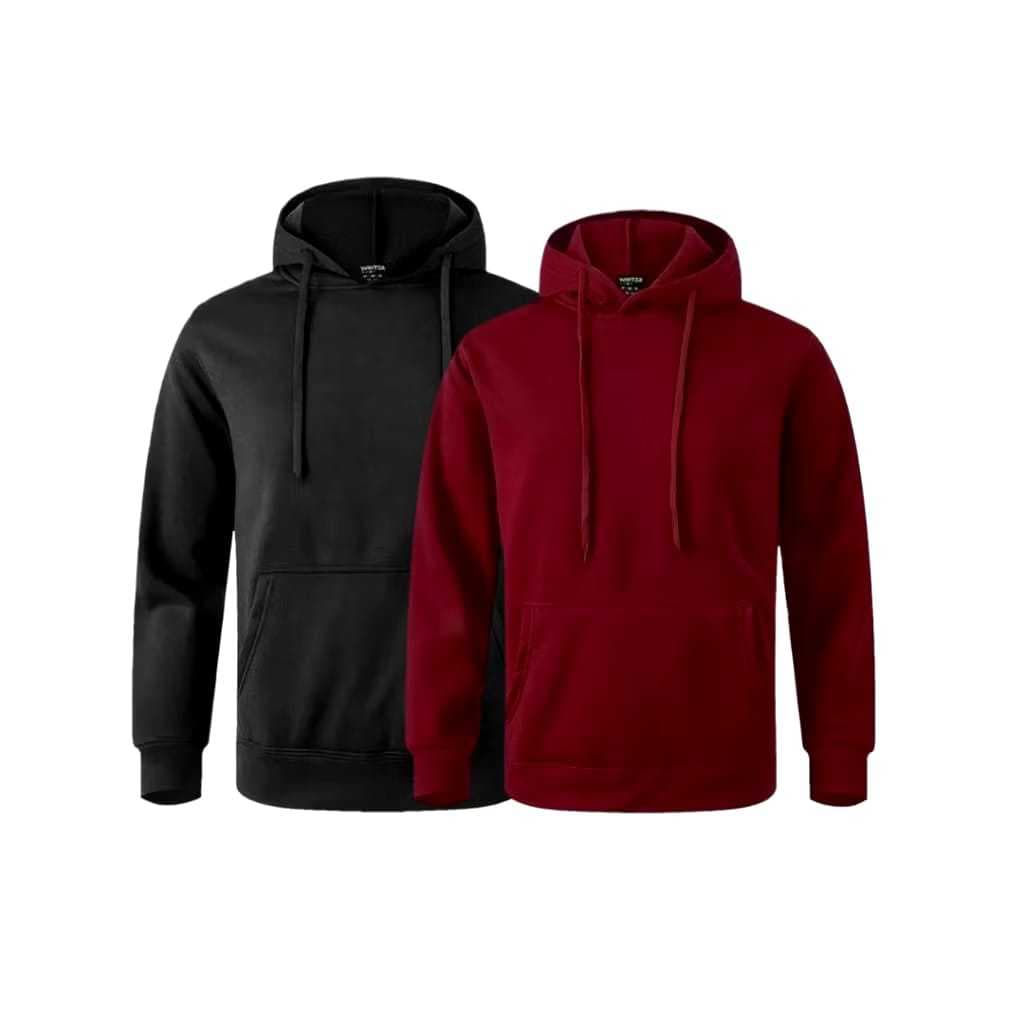 Kit 2 Moletom Canguru Unissex Com Capuz Flanelado Algodão Sem Estampa Feminino e Masculino