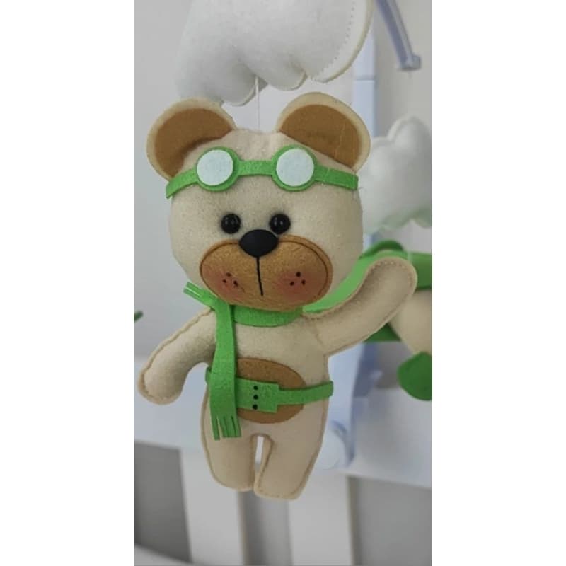 Prendedor de Cortina URSO AVIADOR CORES - O PAR- Enxoval de bebê