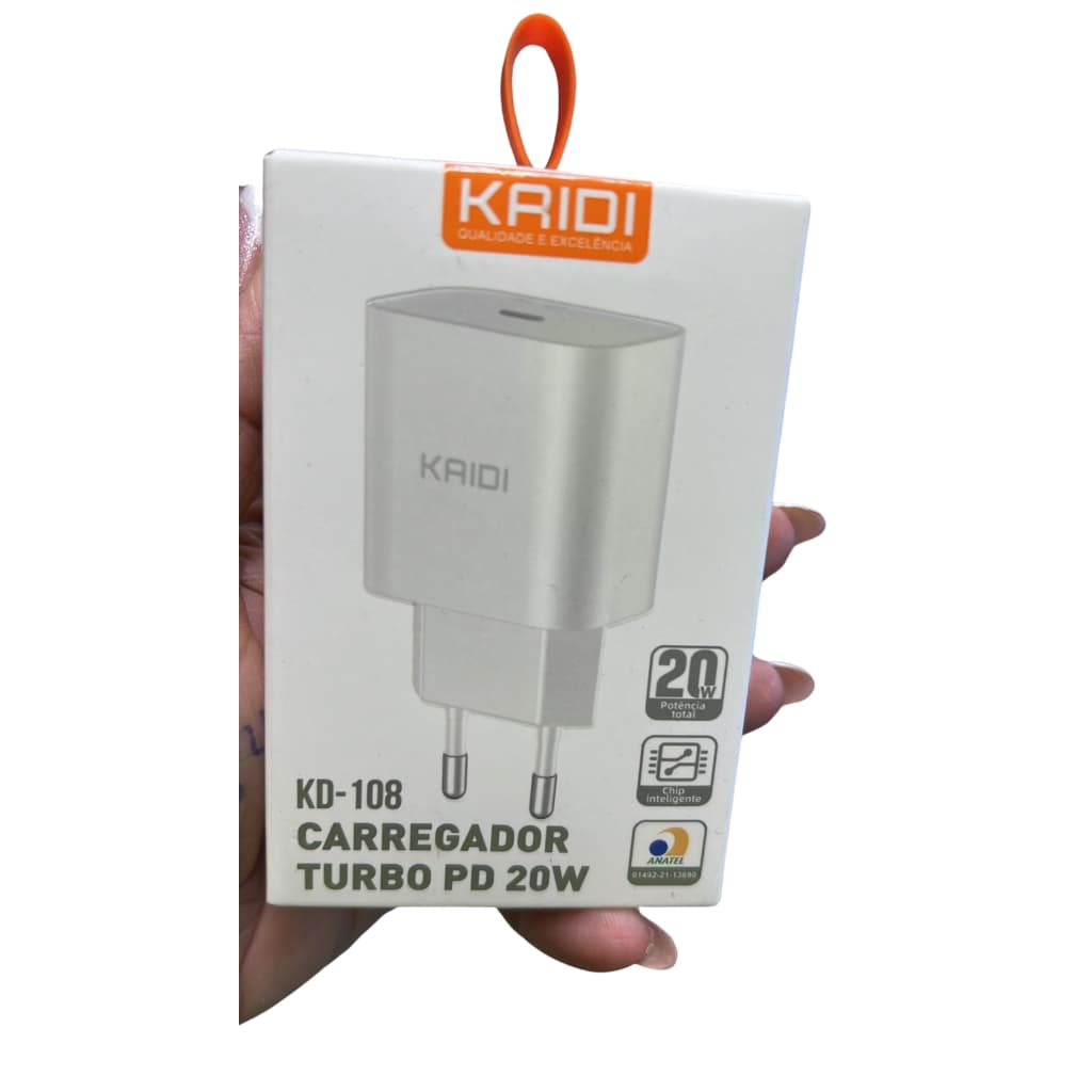 Carregador Turbo para Telefone Celular Android IOS PD 20W KD-108 KAIDI