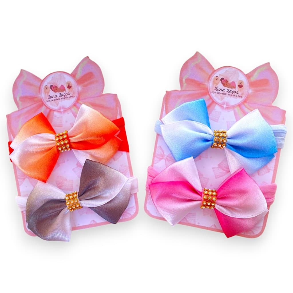 Kit 4 laços de bebê Lacinhos de Bebê Faixinha Tiarinha Rn Cetim laços de cabelo infantil Tye Dye