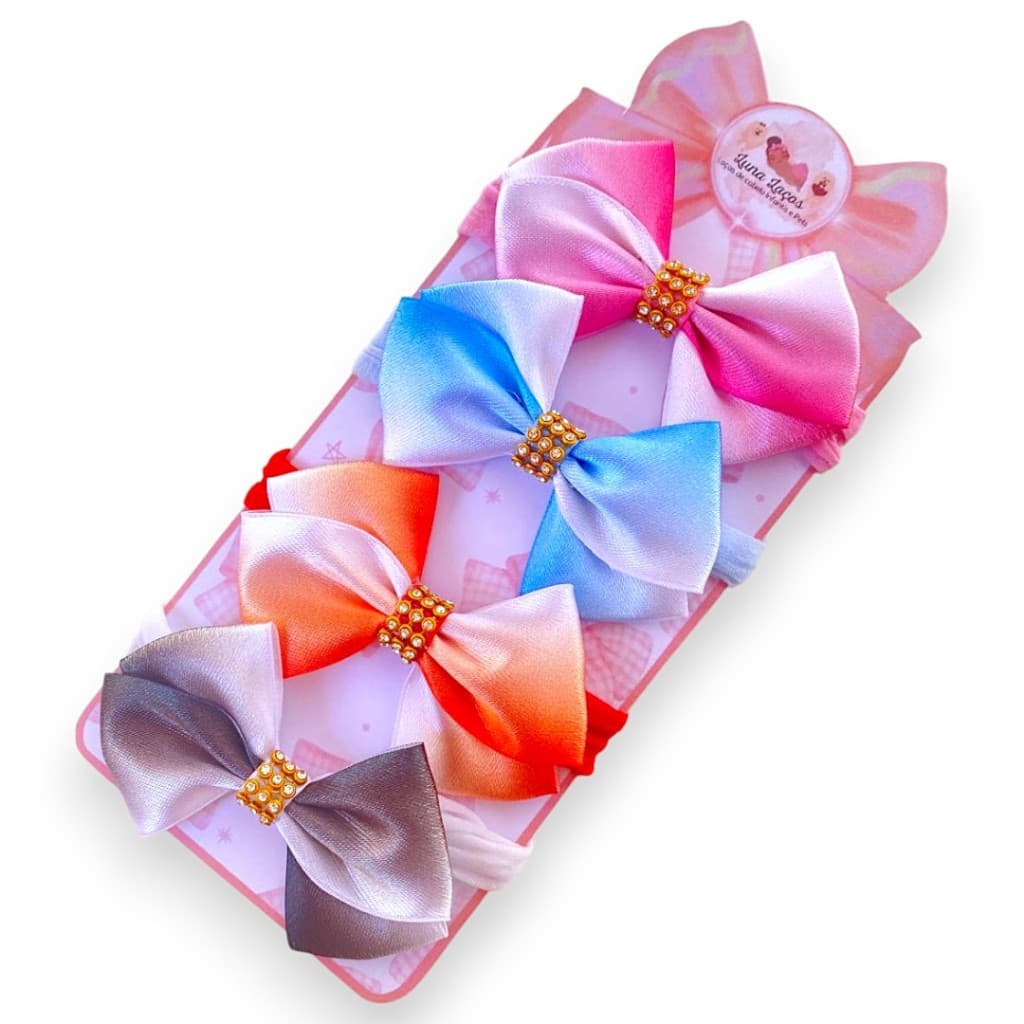 Kit 4 laços de bebê Tye Dye Lacinhos de Bebê Faixinha Tiarinha Rn Cetim laços de cabelo infantil
