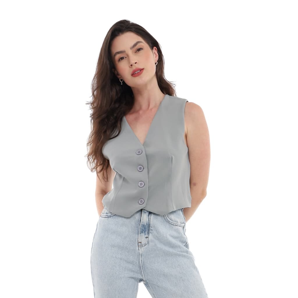 Coletinho Curto Feminino Com Em Alfaiataria HZ-TOP-006