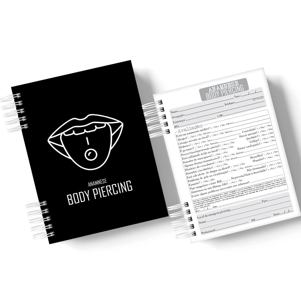 Caderno de Anamnese Body Piercing - Ficha de Anamnese