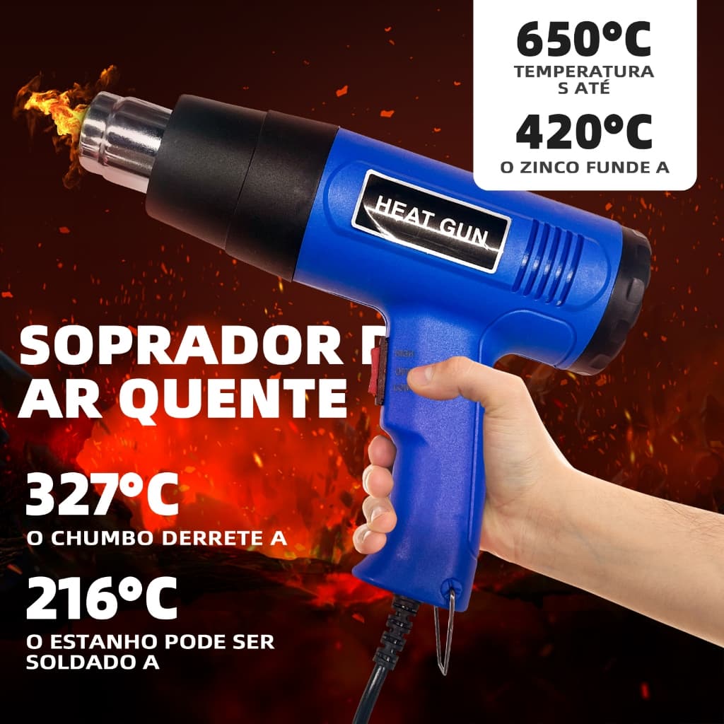 Soprador Térmico Profissional De Alta Temperatura 500° 110V/220V 2000w 60Hz