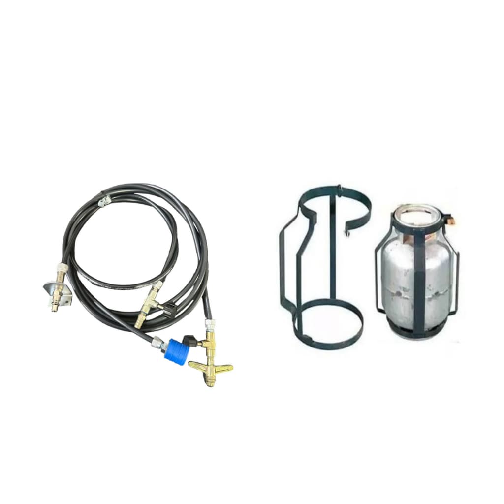 Suporte Botijão De Gás 13kg Antifurto + Kit Mangueira de Registro Caminhao Carreta Acessorios