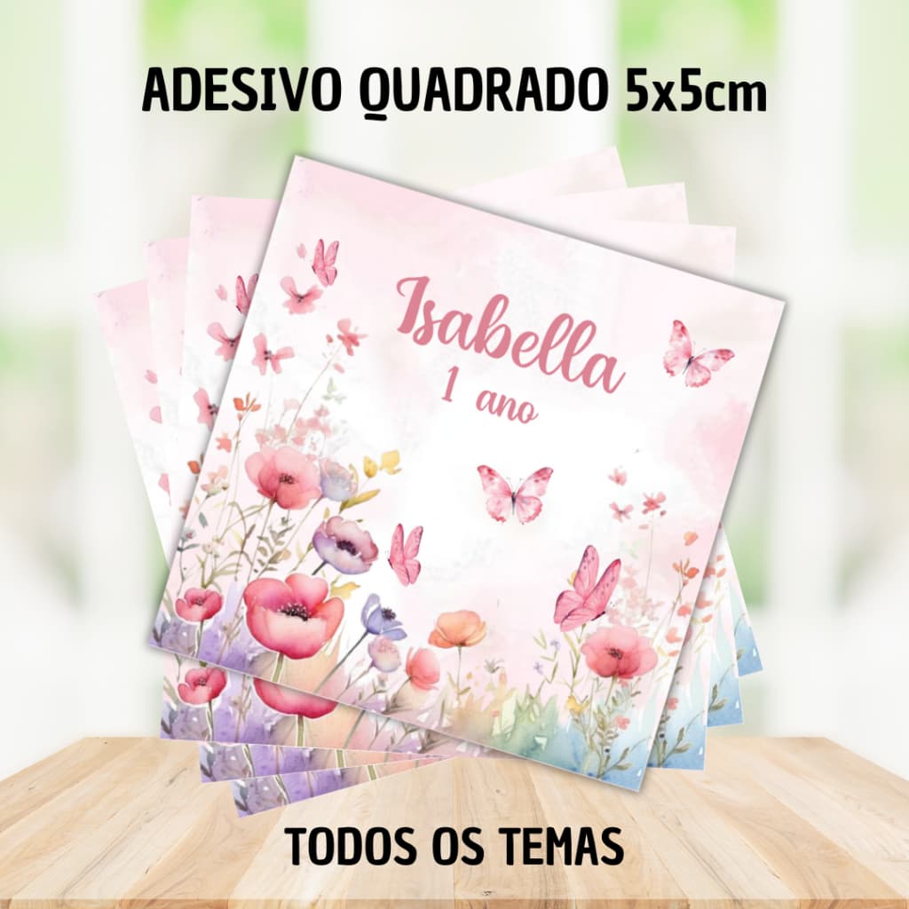 Adesivo 5x5cm Quadrado ou Redondo Personalizado