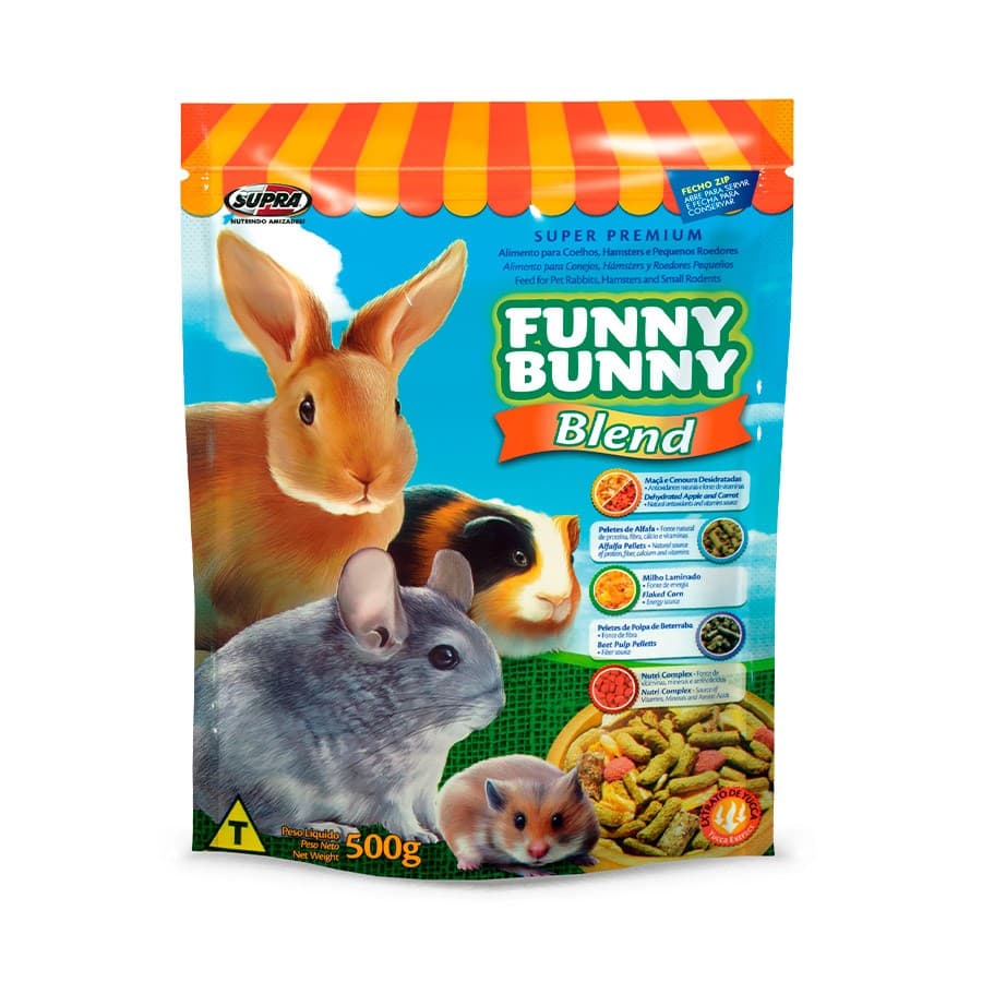 Ração Para Roedores Funny Bunny Delicias da Horta 500g Super Premium Coelhos, Hamsters, Porquinho da India