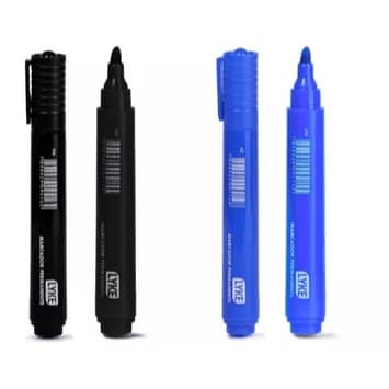 Pincel Atômico Marcador Permanente chanfrada BRW Preto/ Vermelho/ Azul Caixa C/ 12 Unds