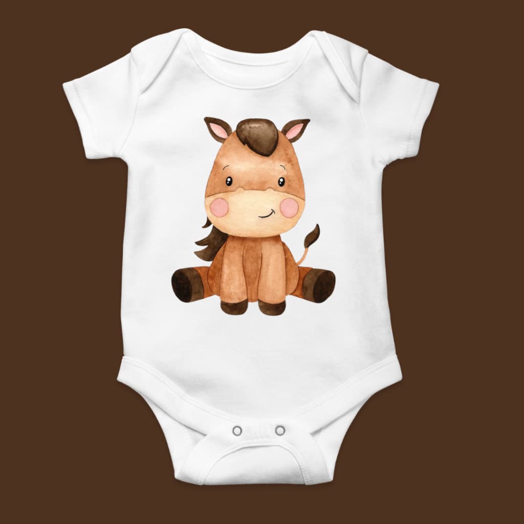 Body bebê infantil manga curta estampa Cavalo