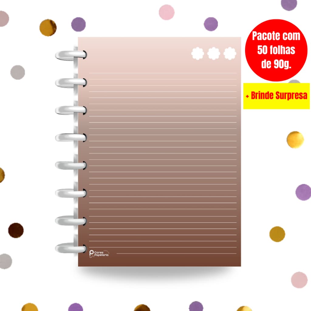 Refil para Caderno de Discos Folhas de 90g I Refil Caderno de Disco | Brown Degrade