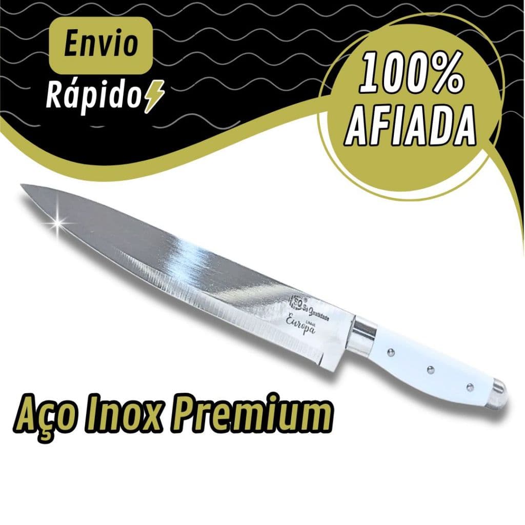 Faca Aço Inox 8 Polegadas 34cm Line Utensilio Carnes Legumes e Frutas Cozinha Chef