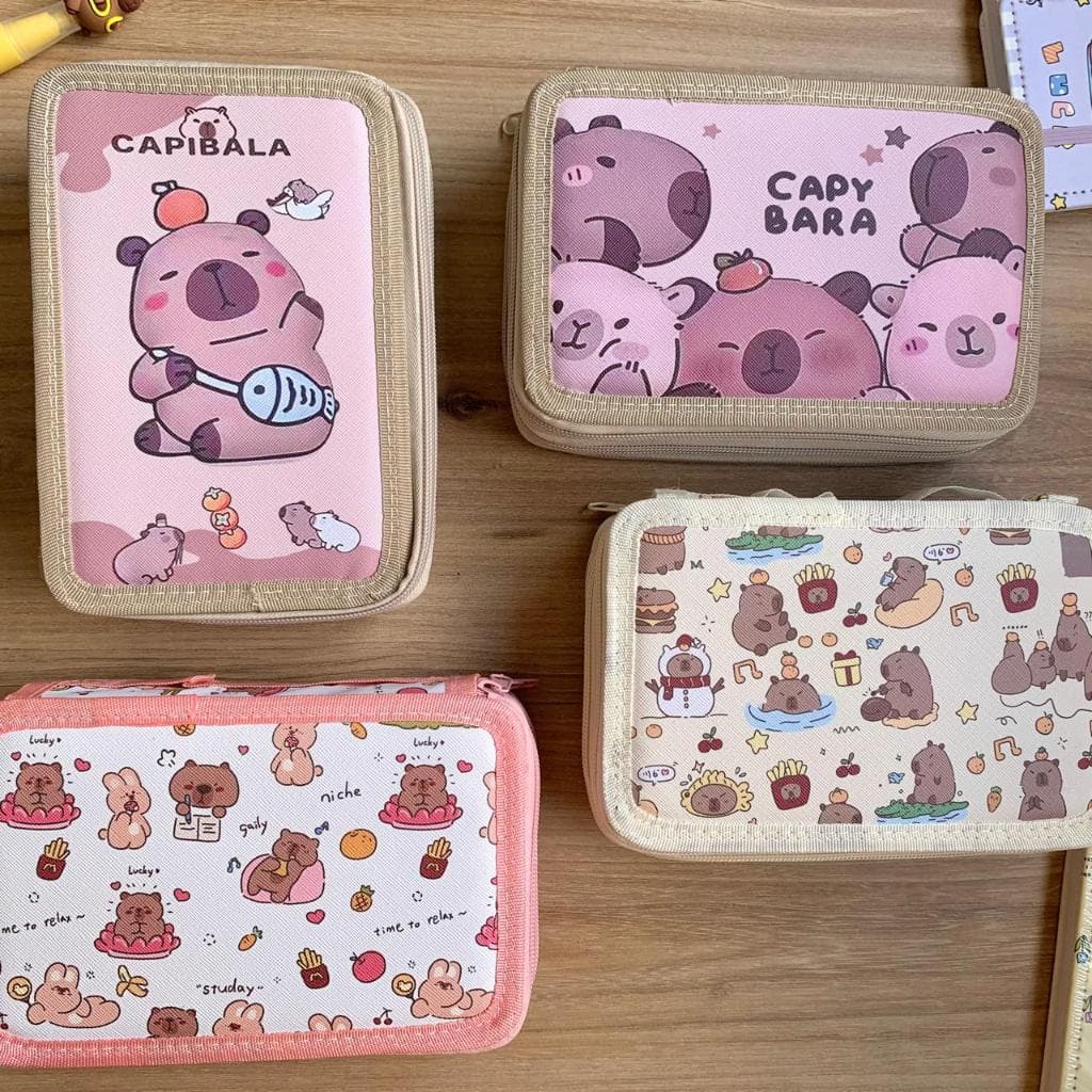 Estojo Escolar Box Capivara Organizador Canetas Lápis Papelaria Menina Menino Infantil Volta As Aulas Fofo Kawaii