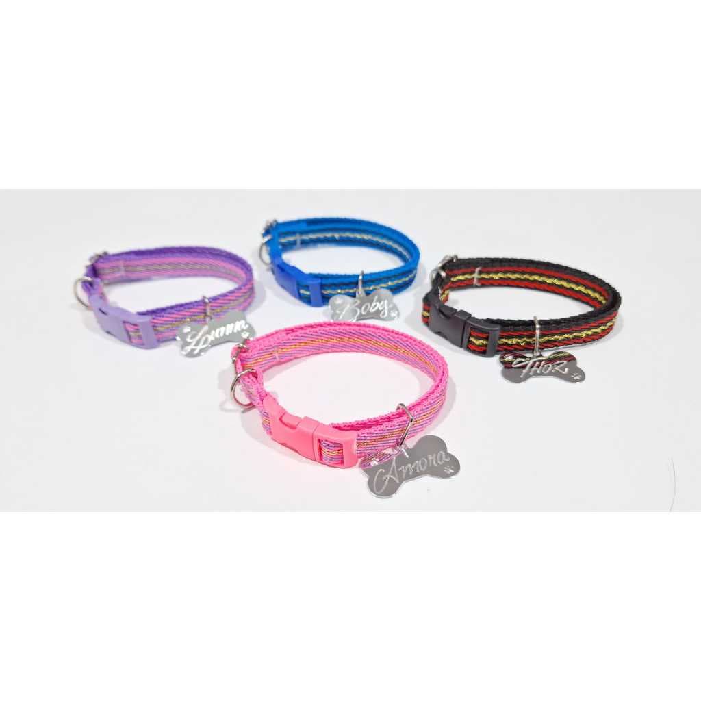 Coleira Para cães e Gatos Com Plaquinha de Identificação GRAVADA!!!