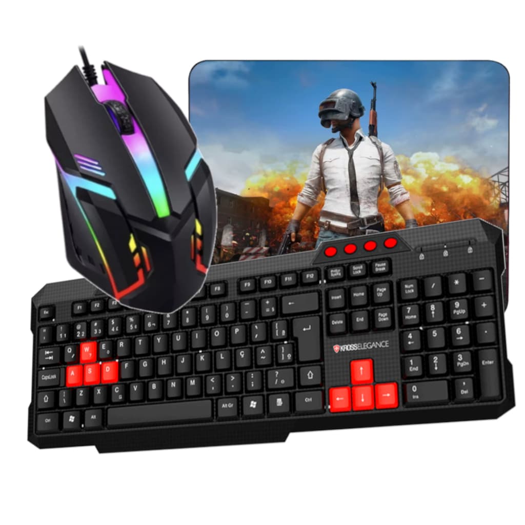 Kit Teclado e Mouse Gamer Multilaser Red Keys com Multimídia Usb - Verde e Vermelho - Envio Imediato