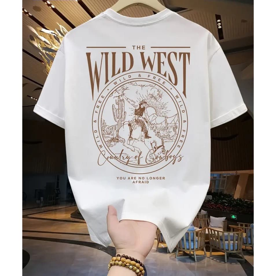 Camiseta Casual Streetwear Algodão Premium Wild West