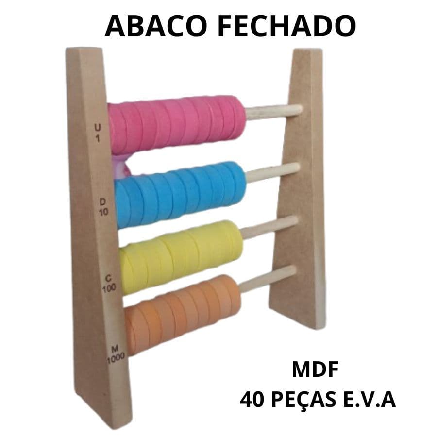 ÁBACO FECHADO 40 ARGOLAS EVA BRINQUEDO EDUCATIVO