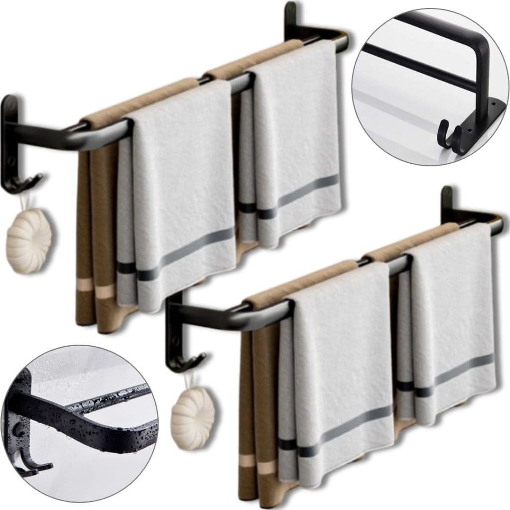 Porta Toalha Suporte Parede Toalheiro Banheiro Barra Dupla Inox 2 Unidades