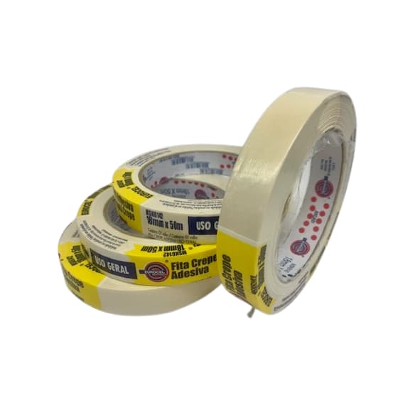 Fita Crepe Adesiva De Papel 18x50 Kit C/4 Peças Eurocel  Uso Geral MSK6142