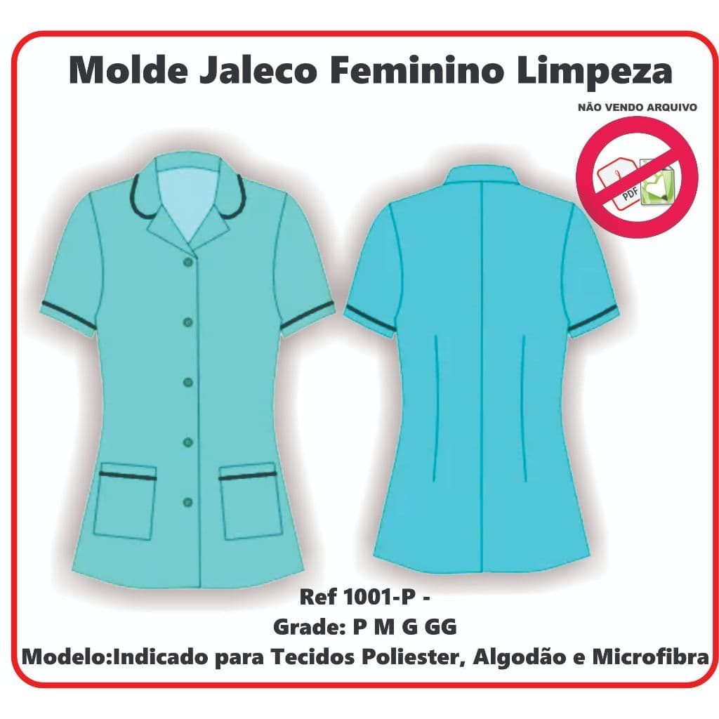 Ref. 1001-P - Molde Jaleco Feminino Limpeza