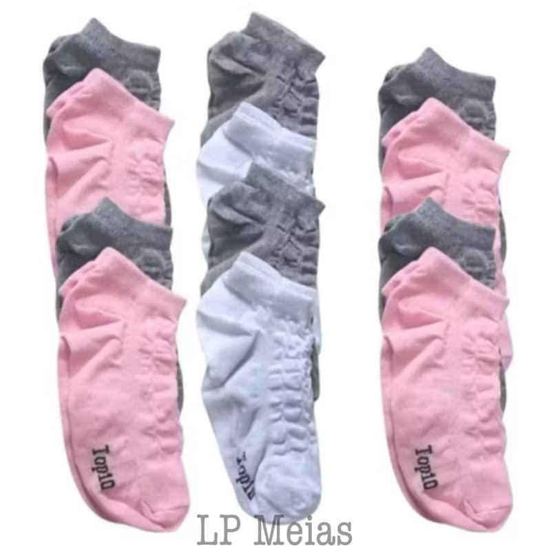 Kit 3-24 Pares Meia Feminina e Unissex Soquete 32 ao 38 100% Algodão